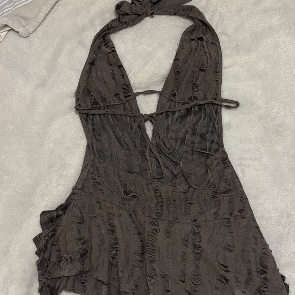 Brown Halter Backless Dress - Picture 4 of 5